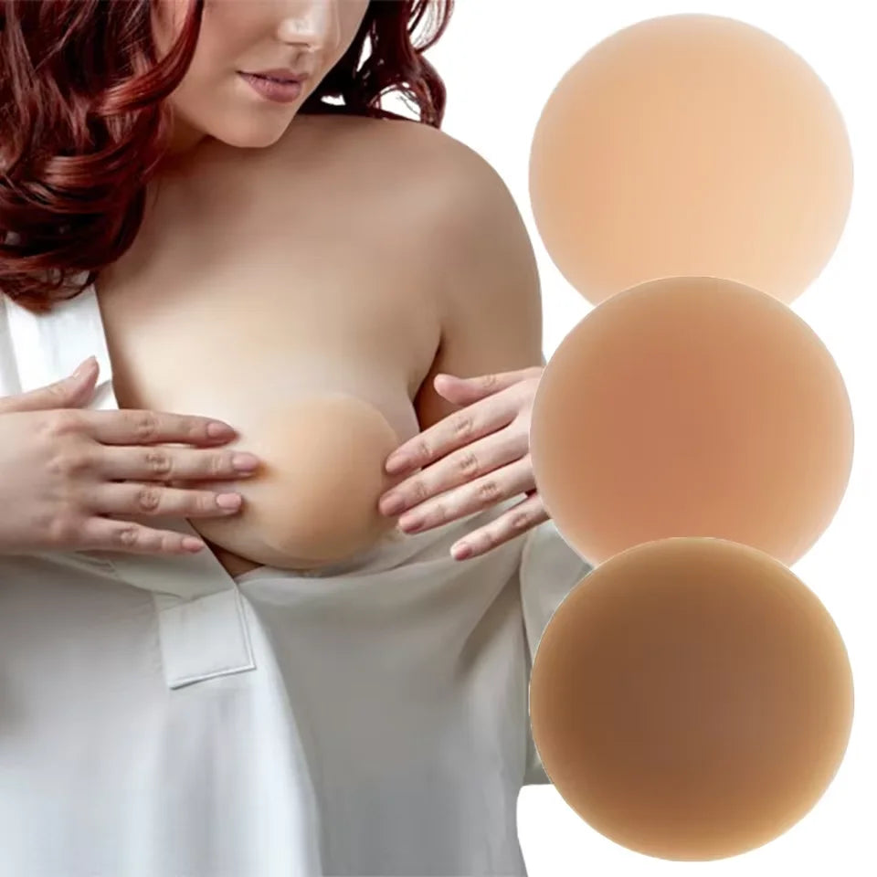 No Show Nipple Cover Reusable Silicone Nipple Pasties Adhesive Stick on Bra Breast Petals With Laser Bag For Women